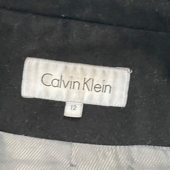 Calvin Klein Women’s Size 12 Black Wool Blend Double-Breasted Pea Coat Pleated - Picture 4 of 8